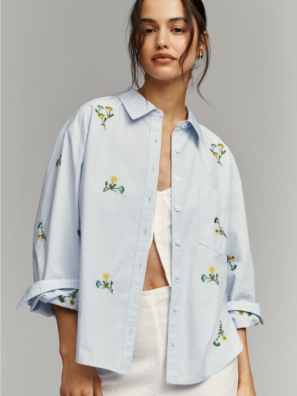 NWT - Maeve Shrunken Bennet Embellished
Buttondown Shirt
